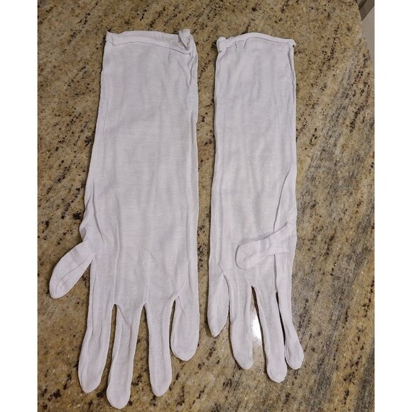 New! Mens L Womens XXL White Cotton 14" Long Gloves Inspector Costume - Picture 6 of 15